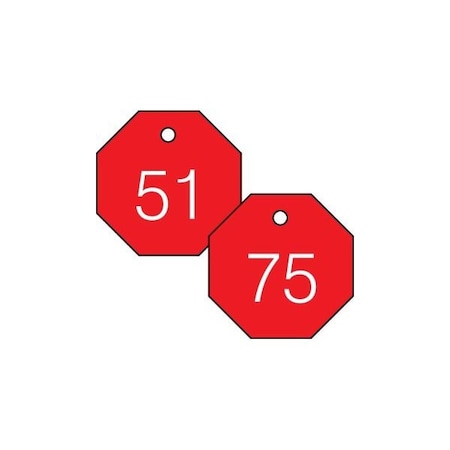 Accuform Engraved Numbered Tags, RP-Plastic, 3/8 in H x 3-1/4 in W, 25 PK TDG824RD